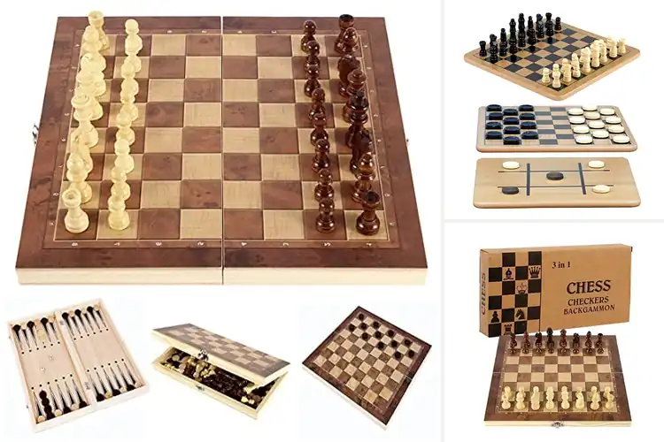 Detailed view of Best 3 In 1 Wooden Game Boards: Elevate Family Fun Nights