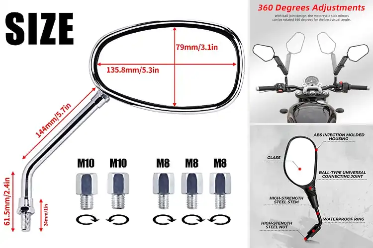 Detailed view of Best 8mm 10mm Motorcycle Mirrors