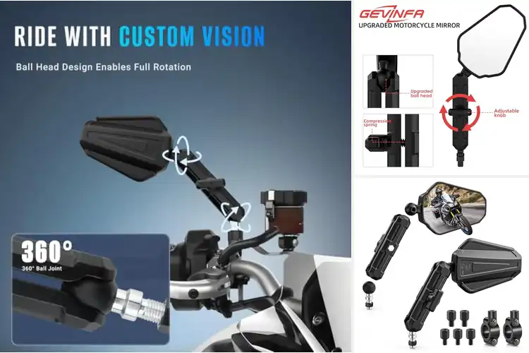 Detailed view of Best No Vibration Motorcycle Mirrors