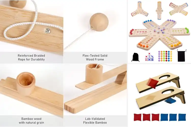 Detailed view of best portable wooden tabletop games