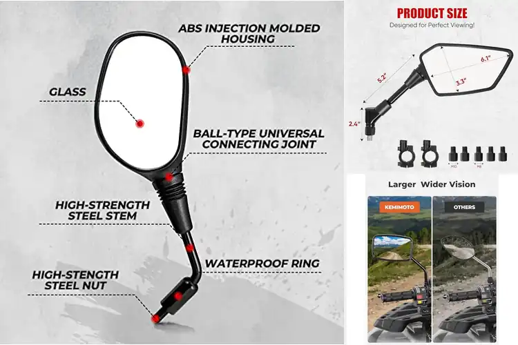 Detailed view of Best Waterproof ATV Mirrors